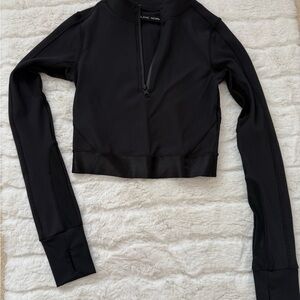Blanc Noir Black Long Sleeve Crop Top